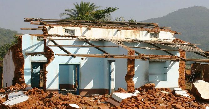 Remains of one of the churches destroyed in the 2008 communal riots in Orissa