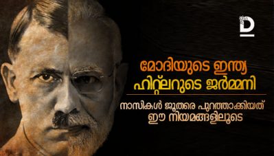 മോദിയുടെ ഇന്ത്യ, ഹിറ്റ്‌ലറുടെ ജര്‍മ്മനി: നാസികള്‍ ജൂതരെ പുറത്താക്കിയത് ഈ നിയമങ്ങളിലൂടെ