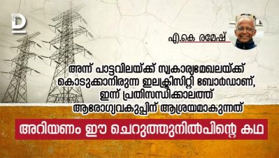 അന്ന് പാട്ടവിലയ്ക്ക് സ്വകാര്യമേഖലയ്ക്ക് കൊടുക്കാനിരുന്ന ഇലക്ട്രിസിറ്റി ബോര്‍ഡാണ്, ഇന്ന് പ്രതിസന്ധിക്കാലത്ത് ആരോഗ്യവകുപ്പിന് ആശ്രയമാകുന്നത്; അറിയണം ഈ ചെറുത്തു നില്‍പിന്റെ കഥ