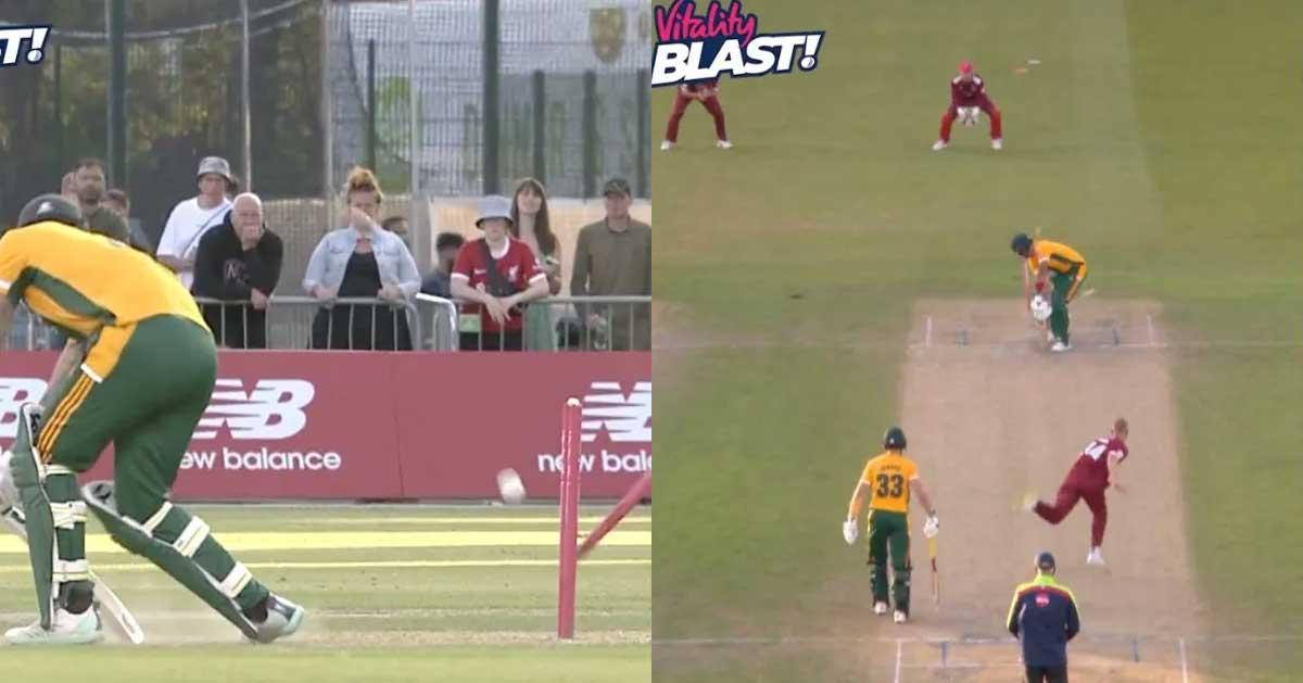 “Luke Wood’s historic delivery dismisses Alex Hales in thrilling T20 Blast match”