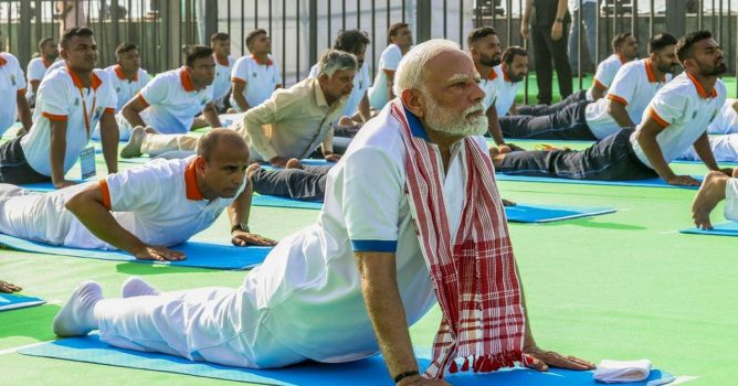 Prime Minister Narendra Modi Practicing Yoga