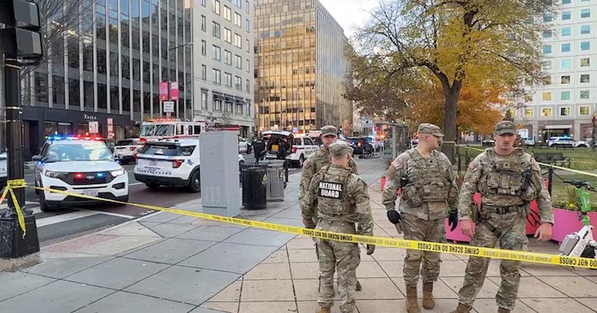 Shooting in front of the White House, security guards examines