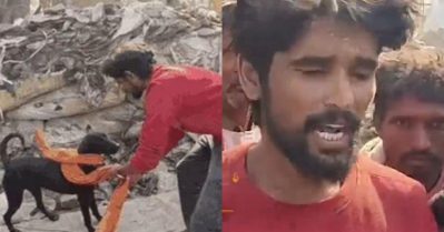 ബീഹാറിലും ബുള്‍ഡോസര്‍ രാജ്; തന്റെ കാവി ഷോള്‍ നായയെ അണിയിച്ച് വീട് നഷ്ടപ്പെട്ട മോദി ആരാധകന്റെ പ്രതിഷേധം