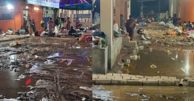 ചെളിക്കെട്ടിലും മാലിന്യത്തിന്റെ നാറ്റത്തിനിടയിലും പൊങ്കാലയിട്ട് ഭക്തര്‍; തിരുവനന്തപുരം കോര്‍പ്പറേഷന് വ്യാപക വിമര്‍ശനം