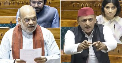 മതാടിസ്ഥാനത്തിനുള്ള സംവരണം ഭരണഘടനാ വിരുദ്ധം; സഭയിലേറ്റുമുട്ടി അമിത് ഷായും അഖിലേഷ് യാദവും