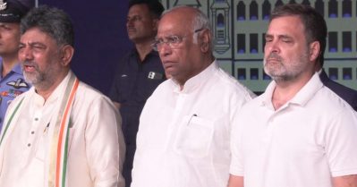 സതീശന് പിന്നാലെ വന്ദേമാതരം പൂര്‍ണമായി ചൊല്ലി ശിവകുമാറും; രാഹുല്‍ ഗാന്ധിയുടെ സാന്നിധ്യത്തില്‍ സത്യപ്രതിജ്ഞ