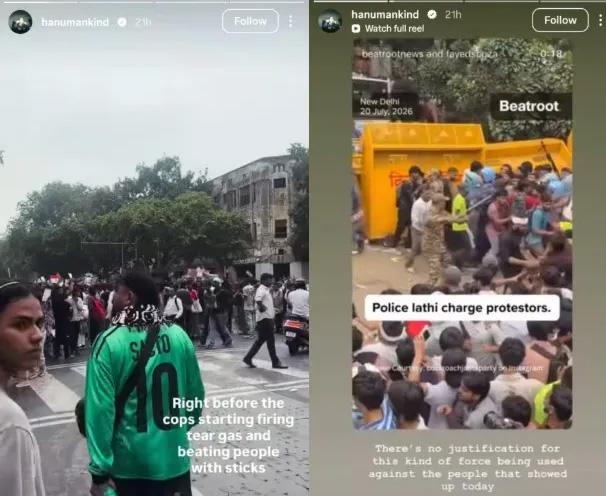 Hanuman Kind's Instagram Stories About Delhi Student protest