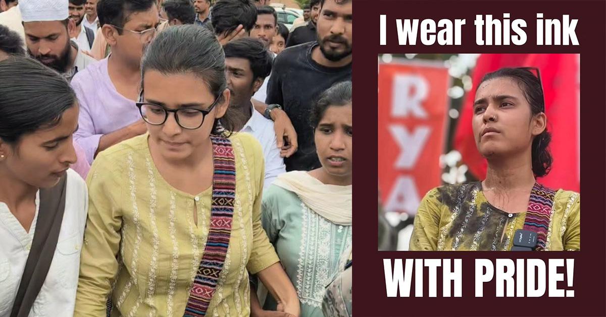 നേഹ ബോറക്ക് നേരെ മഷിയേറ്; ജയ് ശ്രീരാം മുദ്രാവാക്യവുമായി അക്രമി