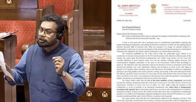 ഫോം ആറിലെ എസ്.ഐ.ആര്‍ നിബന്ധന നിയമവിരുദ്ധം; ജൂലൈയില്‍ തന്നെ തെരഞ്ഞെടുപ്പ് കമ്മീഷന് ബ്രിട്ടാസ് കത്തയച്ചു