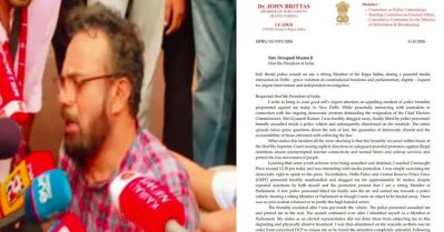 ഭയപ്പെടുത്തി ജനാധിപത്യത്തിന്റ വായടപ്പിക്കാനാവില്ല. സംവാദത്തിന്റെ കരുത്തിന് പകരം ലാത്തിയുടെ ബലം പ്രയോഗിക്കാന്‍ സര്‍ക്കാരിന് ആവില്ല: ദല്‍ഹി പൊലീസിനെതിരെ രാഷ്ട്രപതിയ്ക്ക് കത്തെഴുതി ജോണ്‍ ബ്രിട്ടാസ്