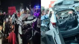 തൃശ്ശൂര്‍ കയ്പമംഗലത്ത് നിര്‍ത്തിയിട്ട ലോറിയില്‍ കാര്‍ ഇടിച്ച് കയറി വന്‍ അപകടം: കോളേജ് വിദ്യാര്‍ത്ഥികളടക്കം എട്ട് പേര്‍ക്ക് ദാരുണാന്ത്യം
