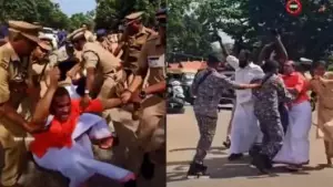 അമിത് ഷായ്ക്ക് നേരെ കൊല്ലത്ത് യൂത്ത് കോണ്‍ഗ്രസ് പ്രതിഷേധം; പൊലീസ് ബലം പ്രയോഗിച്ച് നീക്കി