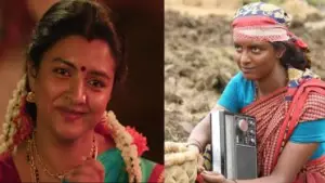 സെങ്കനിയെപ്പോലെ കണ്ണും മനസും നിറച്ച് കണ്മണി; ബത്തയില്‍ മക്കള്‍ സെല്‍വനും ശബരിക്കുമൊപ്പം ചര്‍ച്ചയായി ലിജോമോളും