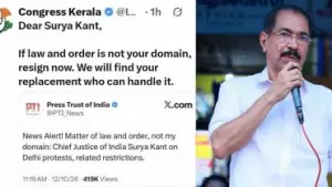 ചീഫ് ജസ്റ്റിസ് രാജിവെക്കണമെന്ന്  കെ.പി.സി.സിയുടെ പോസ്റ്റ്, പിന്നാലെ നീക്കി;  ഉത്തരവാദിയെ പുറത്താക്കിയെന്ന് സണ്ണി ജോസഫ്