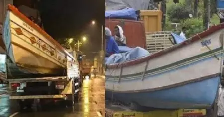 ശക്തമായ ഒഴുക്കിനെത്തുടര്‍ന്ന് ഫയര്‍ഫോഴ്‌സ് പിന്‍വാങ്ങി; മൂന്നുദിവസമായി കുടുങ്ങിക്കിടന്ന ഇതരസംസ്ഥാനക്കാരെ പുറത്തെത്തിച്ച് മത്സ്യത്തൊഴിലാളികള്‍