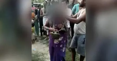 'ഉത്തര്‍പ്രദേശില്‍ യുവതിയെയും ഭിന്നശേഷിക്കാരനെയും തലമുണ്ഡനം ചെയ്ത്, ചെരിപ്പുമാലയണിയിച്ച് ഗ്രാമത്തിലൂടെ നടത്തിച്ചു'; ദൃശ്യങ്ങള്‍ സോഷ്യല്‍ മീഡിയയില്‍ പ്രചരിപ്പിച്ചതായി പരാതി