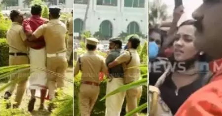 പിന്‍വാതില്‍ നിയമനം; സെക്രട്ടറിയേറ്റിനകത്തേക്ക് ചാടിക്കയറി യുവമോര്‍ച്ചാ പ്രവര്‍ത്തകര്‍; പ്രതിഷേധം, അറസ്റ്റ്