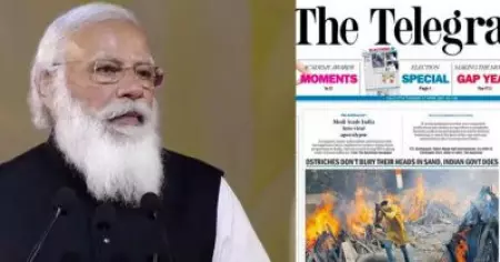 ഒട്ടകപ്പക്ഷി സ്വന്തം തല മണ്ണില്‍ പൂഴ്ത്തില്ല, എന്നാല്‍ ഇന്ത്യന്‍ ഗവണ്‍മെന്റ് അത് ചെയ്യും; മോദിയെ വിമര്‍ശിച്ച ഓസ്‌ട്രേലിയന്‍ പത്രത്തിനെതിരായ കേന്ദ്ര നടപടിയില്‍ ദി ടെലഗ്രാഫ്