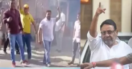 നവാബ് മാലിക്കിന്റെ അറസ്റ്റ് പടക്കം പൊട്ടിച്ച് ആഘോഷിച്ച് ബി.ജെ.പി പ്രവര്‍ത്തകര്‍