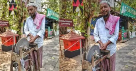ഈ രൂപവും കയ്യില്‍ കൊടുവാളും ഇന്നത്തെ കാലത്ത് ആരെല്ലാം എങ്ങിനെയെല്ലാം ഉപയോഗിക്കുമെന്ന് പറയാന്‍ കഴിയില്ല; മുസ്‌ലിം
 തൊഴിലാളിയുടെ മറുപടി