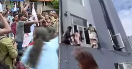 കല്‍പ്പറ്റയില്‍ രാഹുല്‍ ഗാന്ധിയുടെ ഓഫീസിന് നേരെ എസ്.എഫ്.ഐ പ്രവര്‍ത്തകരുടെ ആക്രമണം; ഗുണ്ടായിസമെന്ന് കോണ്‍ഗ്രസ്
