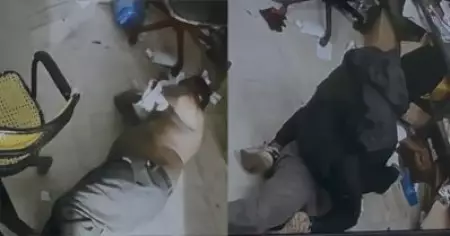 കോഴിക്കോട് പെട്രോള്‍ പമ്പ് ജീവനക്കാരനെ കെട്ടിയിട്ട് മര്‍ദ്ദിച്ച് മോഷണം; സി.സി.ടി.വി ദൃശ്യം