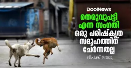 തെരുവുപട്ടി എന്ന സംഗതി ഒരു പരിഷ്‌കൃത സമൂഹത്തിന് ചേര്‍ന്നതല്ല