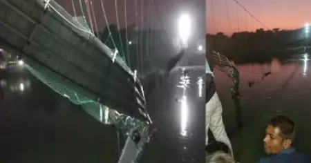 ഗുജറാത്തില്‍ തൂക്കുപാലം തകര്‍ന്ന് 60 മരണം; അറ്റകുറ്റപണി നടത്തി പാലം തുറന്നുകൊടുത്തത് അഞ്ച് ദിവസം മുമ്പ്