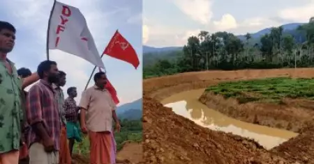 വയലില്‍ തടാകം നിര്‍മിച്ച് റിസോര്‍ട്ട് പണിയാന്‍ നീക്കം; കൊടിനാട്ടി പ്രതിഷേധിച്ച് സംയുക്ത സമരസമിതി