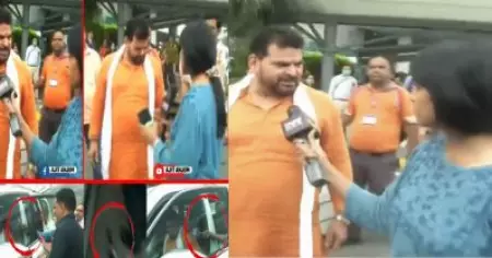 വനിതാ റിപ്പോര്‍ട്ടറോട് കയര്‍ത്ത്, മൈക്ക് തട്ടിമാറ്റി ബ്രിജ് ഭൂഷണ്‍ സിങ്; വീഡിയോ