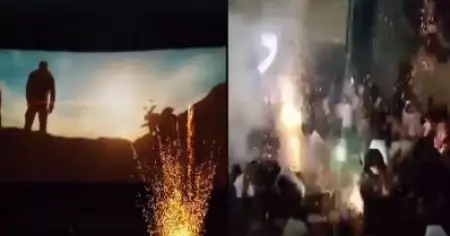 ടൈഗര്‍ 3; തിയേറ്റില്‍ പടക്കം പൊട്ടിച്ച് ആരാധകര്‍; ചിതറിയോടി പ്രേക്ഷകര്‍