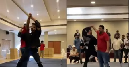 വിശേഷം ചോദിക്കാന്‍ വന്നതാ, ഡയറക്ടറെ മലര്‍ത്തിയടിച്ച് ടൊവിനോ; വീഡിയോ ഏറ്റെടുത്ത് സോഷ്യല്‍ മീഡിയ