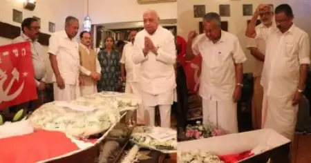 സീതാറം യെച്ചൂരിക്ക് അന്തിമോപചാരം അര്‍പ്പിച്ച് പിണറായി വിജയനും മറ്റു നേതാക്കളും
