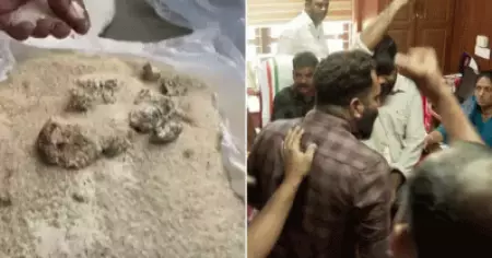 ദുരിത ബാധിതര്‍ക്ക് നല്‍കിയത് പുഴുവരിച്ച അരി; മേപ്പാടിയില്‍ പ്രതിഷേധം