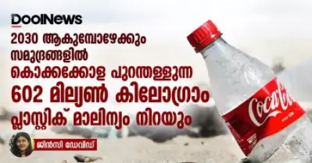 2030 ആകുമ്പോഴേക്കും സമുദ്രങ്ങളിൽ കൊക്കക്കോള പുറന്തള്ളുന്ന  602 മില്യൺ കിലോഗ്രാം  പ്ലാസ്റ്റിക് മാലിന്യം നിറയും; ആശങ്കയുമായി ഓഷ്യാന
