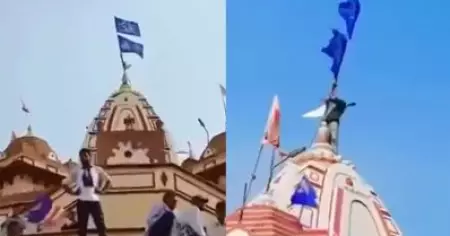 രാജസ്ഥാനില്‍ ക്ഷേത്രമതിലില്‍ തൊട്ടതിന് ദളിത് ബാലന് 60,000 രൂപ പിഴ; ക്ഷേത്രത്തിന് മുകളില്‍ അംബേദ്കര്‍ പതാക ഉയര്‍ത്തി പ്രതിഷേധം
