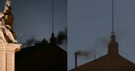 കോണ്‍ക്ലേവിലെ ആദ്യഘട്ടത്തില്‍ ആര്‍ക്കും ഭൂരിപക്ഷമില്ല; വത്തിക്കാനില്‍ കറുത്ത പുക, പോപ്പിനെ തെരഞ്ഞെടുത്തില്ല