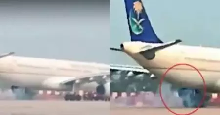 ലഖ്നൗ വിമാനത്താവളത്തിലിറങ്ങിയ സൗദി അറേബ്യൻ എയര്‍ലൈന്‍സ് വിമാനത്തില്‍ പുക