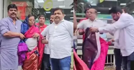 പ്രധാനമന്ത്രിക്കെതിരെ പോസ്റ്റിട്ടു, മുംബൈയില്‍ വയോധികനായ കോണ്‍ഗ്രസ് പ്രവര്‍ത്തകനെ ബലമായി സാരിയുടുപ്പിച്ച് ബി.ജെ.പി. പ്രവര്‍ത്തകര്‍