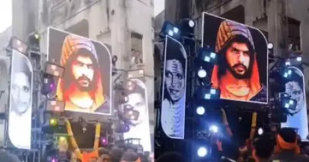 തെലങ്കാനയിലെ ഗണേശ ചതുര്‍ത്ഥി യാത്രയില്‍ ഗോഡ്‌സേയുടെയും ലോറന്‍സ് ബിഷ്ണോയിയുടെയും ചിത്രങ്ങള്‍