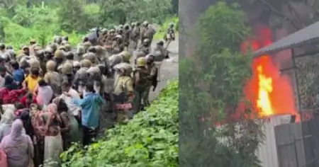 കട്ടിപ്പാറയിലെ ഫ്രഷ് കട്ട് ഫാക്ടറിക്ക് തീയിട്ട് സമരക്കാർ; സ്ഥലത്ത് സംഘർഷം
