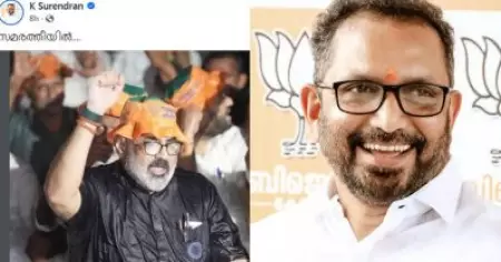 'സമരത്തീയില്‍'; പെരുമഴയത്ത് പ്രതിഷേധിക്കുന്ന രാജീവ് ചന്ദ്രശേഖറിന്റെ ചിത്രം പങ്കുവെച്ച കെ. സുരേന്ദ്രന് പരിഹാസം