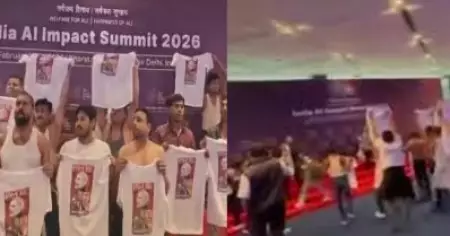പ്രധാനമന്ത്രി രാജ്യത്തിന്റെ അഭിമാനം വിറ്റ് തുലച്ചു; എ. ഐ ഉച്ചകോടിയില്‍ യൂത്ത് കോണ്‍ഗ്രസ് പ്രതിഷേധം