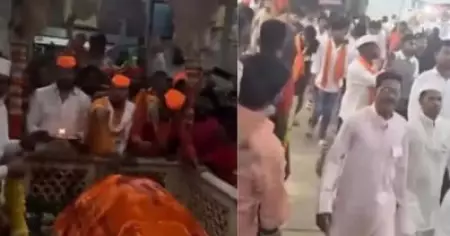 മഹാരാഷ്ട്രയിലെ ഹാജി മലംഗ് ദര്‍ഗയില്‍ കാവി ചൗദര്‍ വിരിച്ച്  മുദ്രാവാക്യങ്ങള്‍ വിളിച്ച് ഹിന്ദുത്വ വാദികള്‍