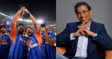 കപ്പുയര്‍ത്തിയ സഞ്ജുവടക്കുമുള്ള അഞ്ച് ഇന്ത്യക്കാര്‍, ഫൈനല്‍ കളിച്ച കിവികള്‍ പൂജ്യം; ഭോഗ്ലെയുടെ ലോകകപ്പ് ടീമിങ്ങനെ...