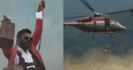 മദാമ്മയല്ല, ജയനെ പോലെ ഹെലികോപ്റ്ററില്‍ തൂങ്ങി വന്ന് മാസ് കാണിച്ചത് ഡ്യൂഡ്; റീ ഇന്‍ട്രോയില്‍ സീന്‍ തൂക്കി വിനായകന്‍