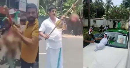 ആടിന്റെ തലയറുത്ത് പ്രതിഷേധിച്ചും കെ.ടി ജലീലിന്റെ മൃതദേഹമുണ്ടാക്കിയും ആഹ്‌ളാദ പ്രകടനവുമായി
വുമായി മുസ്‌ലിം ലീഗ്