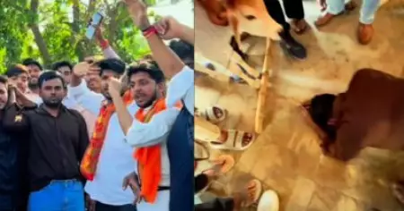 പശുവിനെ നിന്ദിച്ചെന്ന് ആരോപണം; ഉത്തര്‍പ്രദേശില്‍ മുസ്‌ലിം യുവാവിനെ പശുവിന് മുന്നില്‍ മുട്ടുകുത്തിച്ച് ജയ്ശ്രീറാം വിളിപ്പിച്ച് ഹിന്ദുത്വര്‍