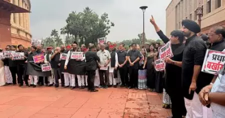 കറുത്ത വസ്ത്രം ധരിച്ച് പ്രതിപക്ഷ പ്രതിഷേധം; പാര്‍മെന്റ് ഇന്നും പ്രക്ഷുബ്ധം: സഭ നിര്‍ത്തിവെച്ചു