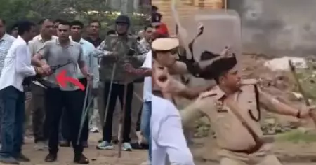 മുഖ്യമന്ത്രിക്കെതിരെ പ്രതിഷേധം; സ്വാതന്ത്ര്യദിനത്തിൽ കർഷകരെ തല്ലിച്ചതച്ച് പൊലീസ്